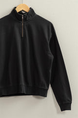 HYFVE Women's Half Zip Drop Shoulder Cotton Sweatshirt - Perfect for Workout & Casual Wear