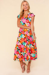 Haptics Floral Midi Dress with Side Pockets - Versatile Spring & Summer Fashion
