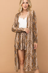 And The Why Women's Snake Print Kimono Longline Cardigan - Open Front, Lightweight & Stylish