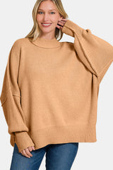 Zenana Women's Side Slit Oversized Sweater - Cozy & Trendy Knitwear