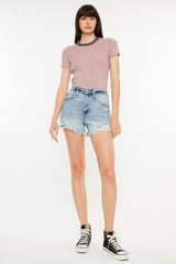 Kancan Distressed High Waist Denim Shorts with Pockets - Stylish & Comfortable