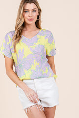 BOMBOM Women's Floral Short Sleeve T-Shirt - Trendy & Versatile