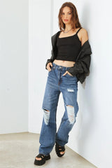 HAMMER COLLECTION Women's Distressed High Waist Jeans - Trendy Denim