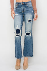 High Rise Distressed Ankle Flare Jeans for Women by Risen - Full Size & Chic