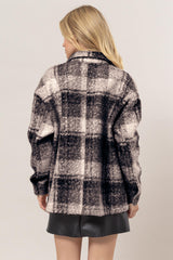 HYFVE Women's Classic Plaid Button Up Boucle Jacket - Cozy & Stylish Outerwear