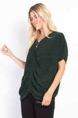 Stylish Shimmering Lurex Knit Top with Ruched Elastic - Comfortable & Chic