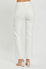 RISEN Women's High-Rise Tummy Control Straight Jeans with Raw Hem