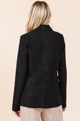 Mittoshop Women's Double-Breasted Plaid Blazer - Classic Long Sleeve Design