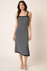 Mittoshop Women's Contrast Striped Midi Cami Dress - Chic and Versatile