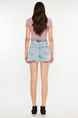 Kancan Distressed High Waist Denim Shorts with Pockets - Stylish & Comfortable