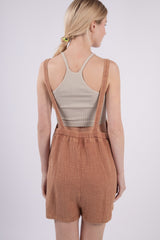 VERY J Women's Sleeveless Double Gauze Overalls with Pockets | Summer Cotton Romper