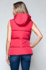Trendy Hooded Vest with Snap and Zip Closures - 100% Polyester