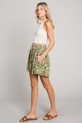 Trendy Floral Printed Smocked Waist Skorts – Versatile & Comfortable by Cotton Bleu