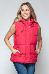 Trendy Hooded Vest with Snap and Zip Closures - 100% Polyester