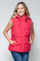 Trendy Hooded Vest with Snap and Zip Closures - 100% Polyester