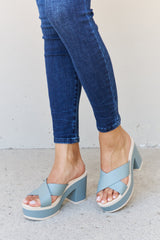 Weeboo Contrast Platform Sandals in Misty Blue | Stylish & Comfortable Mules