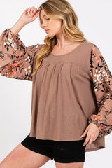 Chic Floral Long Sleeve Pleated Blouse - SAGE + FIG