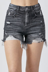 Women's RISEN Full Size High Rise Distressed Denim Shorts - Trendy Summer Style