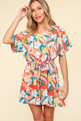 Tropical Floral Short Sleeve Tied Romper - Perfect Summer Outfit