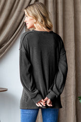 Heimish Ribbed Exposed Seam Long Sleeve T-Shirt - Stylish & Versatile Wardrobe Essential