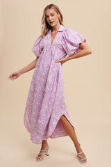 Annie Wear Women's Floral Smock Puff Sleeve Dress - Elegant & Chic