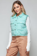 Stylish Snobbish Quilted Crop Vest with Snap Closure - Versatile Layer for Chic Outfits