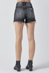 Women's RISEN Full Size High Rise Distressed Denim Shorts - Trendy Summer Style