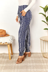 Geometric Print Tassel High-Rise Pants with Pockets - Urban Style