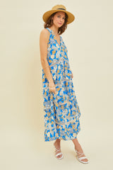 HEYSON Full Size Bohemian Printed Crochet Trim Maxi Dress