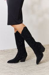 Forever Link Rhinestone Knee High Cowboy Boots - Glamorous Statement Footwear
