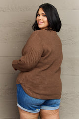 Zenana Plus Size High Low Waffle Knit Sweater - Chic & Cozy Fall Essential
