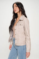 Women's Vegan Leather Button Down Cargo Shacket – Coalition LA