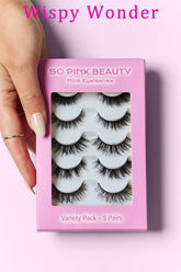 SO PINK BEAUTY Luxurious Mink Eyelashes Variety Pack - 5 Pairs for Glamorous Eyes