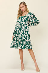 Double Take Full Size Printed Ruffle Hem Dress with Pockets - Trendy & Comfortable