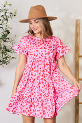Double Take Women's Boho-Chic Tiered Flounce Sleeve Dress