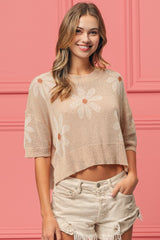 BiBi Women's Chic Floral Slit Sweater – Stylish & Cozy Layer