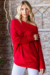 First Love Asymmetrical Hem Dolman Sleeve Sweater - Chic & Cozy Knitwear for Trendy Layering