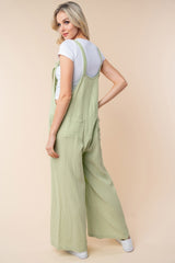 White Birch Sleeveless Wide Leg Jumpsuit with Pocketed Design