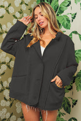 BiBi Single-Breasted Washed Fleece Jacket - Stylish & Comfortable Blazer