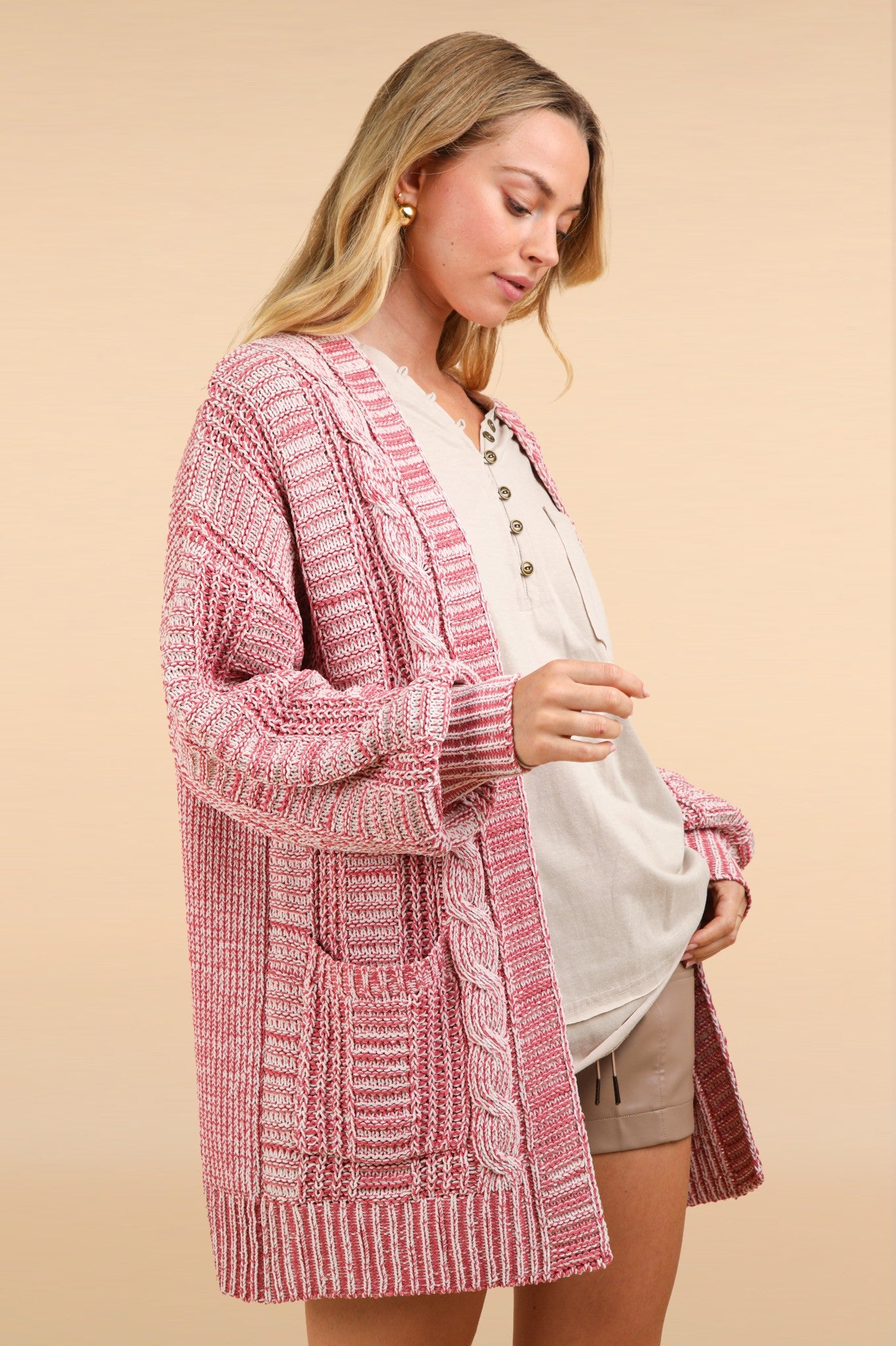 Stylish VERY J Cable Knit Open Front Cardigan for All Seasons