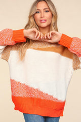 Haptics Color Block Long Sleeve Sweater - Trendy Oversized Acrylic Knit