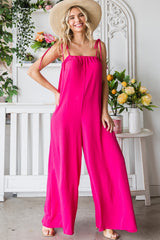 Veveret Women's Pocketed Spaghetti Strap Wide Leg Jumpsuit - Chic & Versatile Fashion