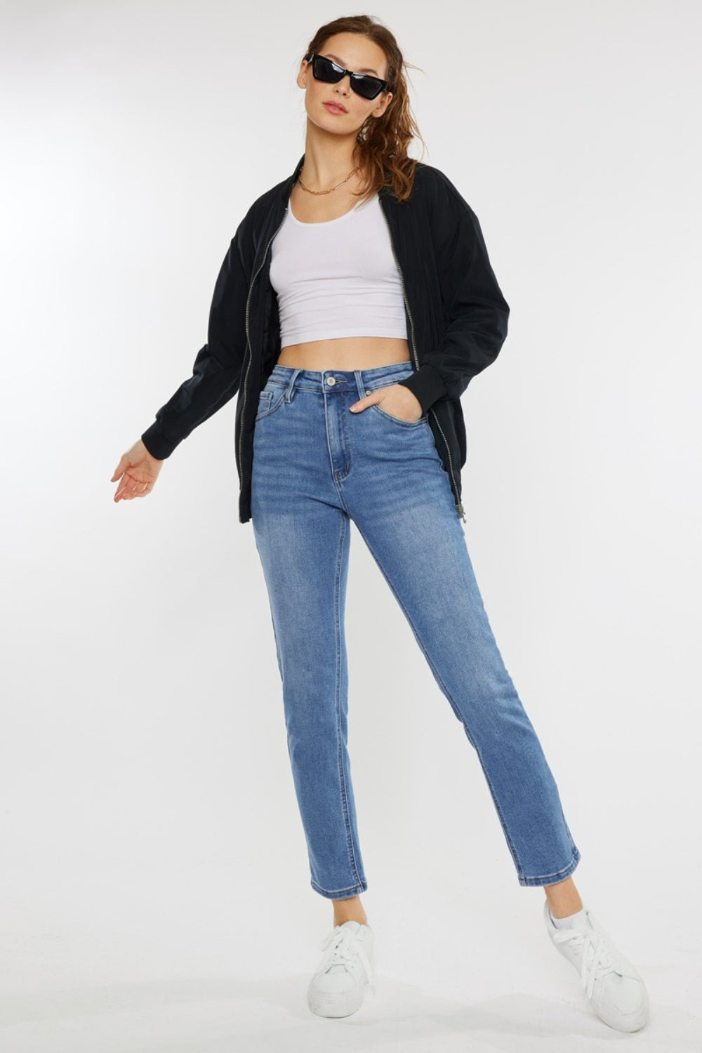 Kancan Full Size High Waist Jeans with Cat's Whiskers Detailing - Vintage Charm & Flattering Fit
