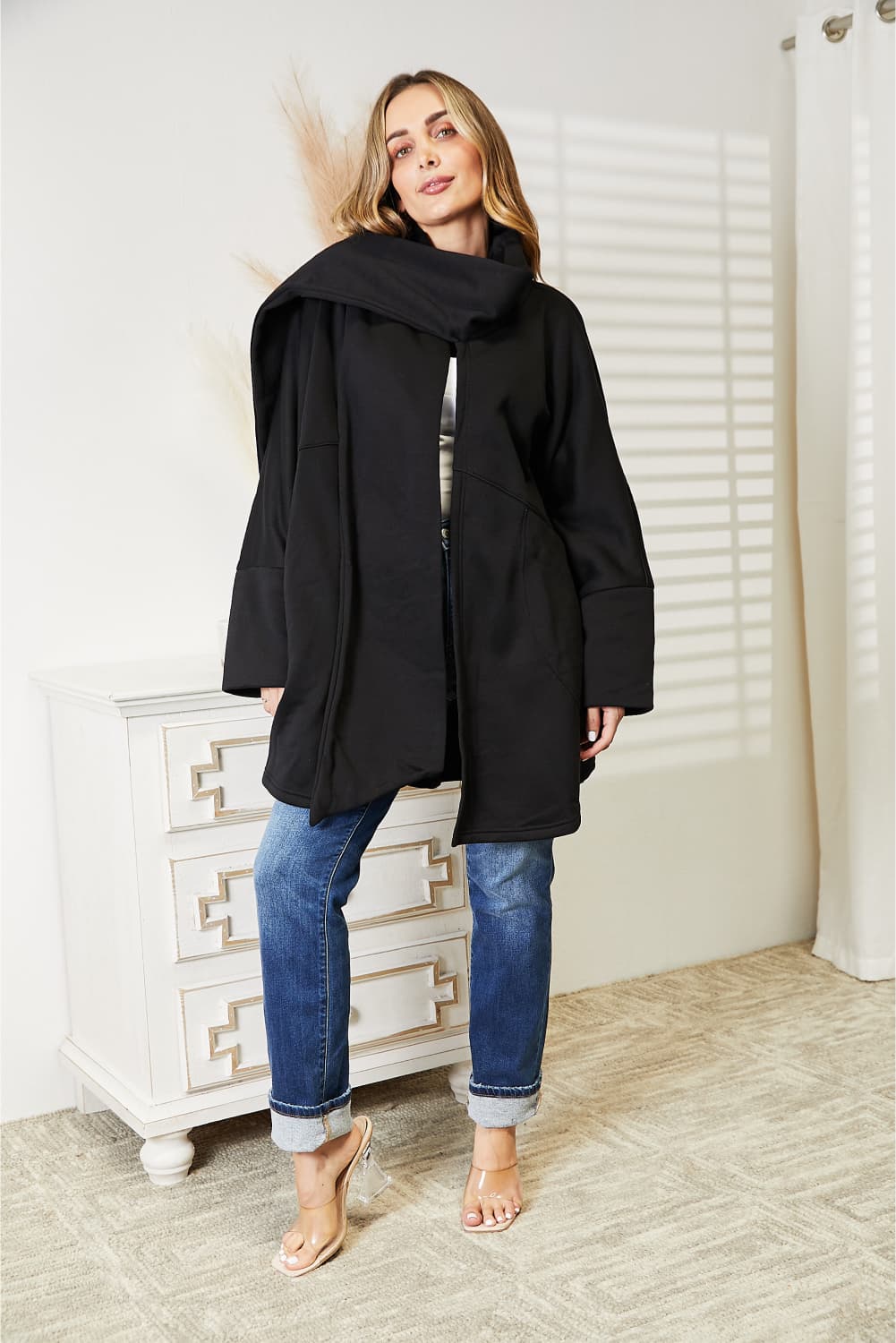 HEYSON Women's Full Size Cardigan with Elegant Scarf Design - Versatile & Stylish
