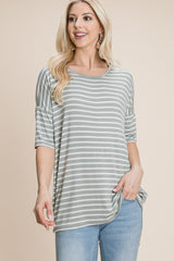 BOMBOM Striped Round Neck T-Shirt - Classic Nautical Style for Every Occasion