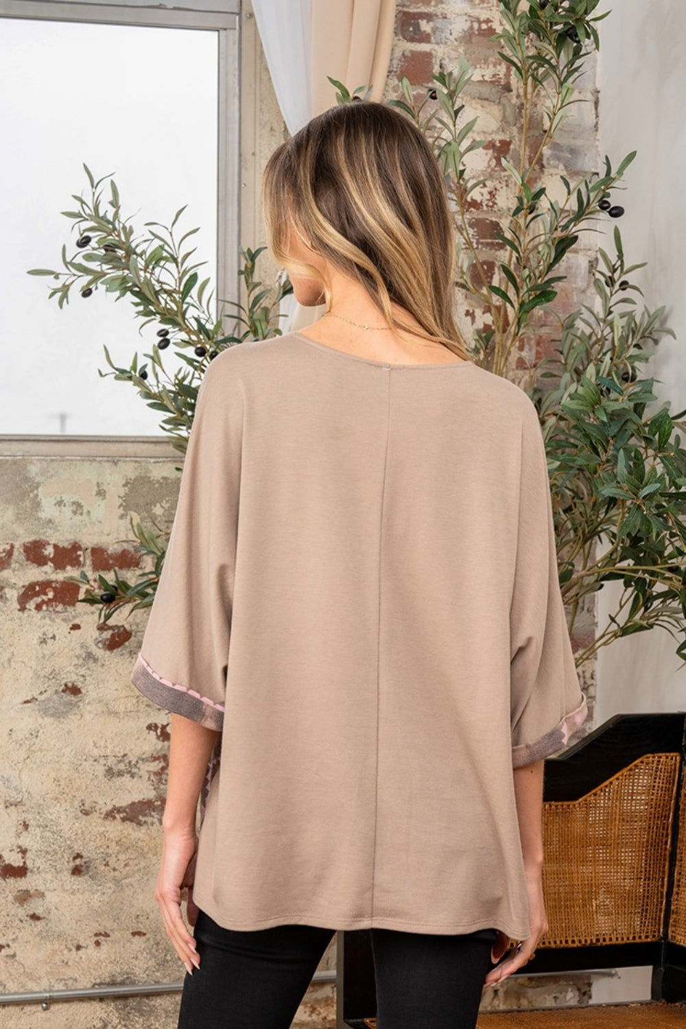 Sew In Love Full Size Aztec Distress Print Crisscross V-Neck Top