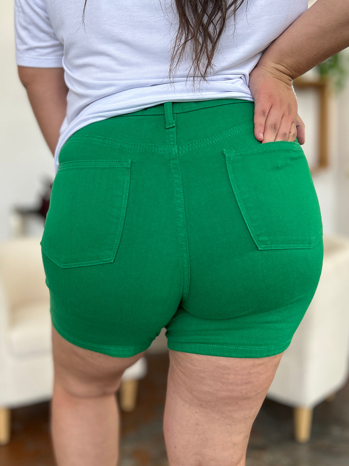 Judy Blue Full Size Tummy Control Vibrant Denim Shorts - Flattering Fit