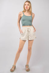 Eco-Friendly VERY J Linen Shorts with Drawstring and Side Pockets