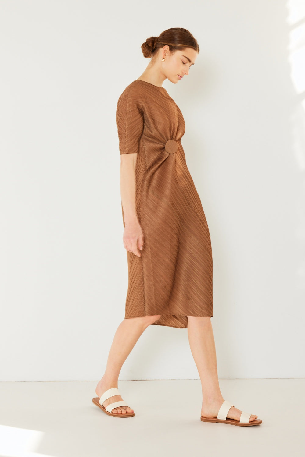 Elegant Pleated Dolman Sleeve Dress by Marina West Swim