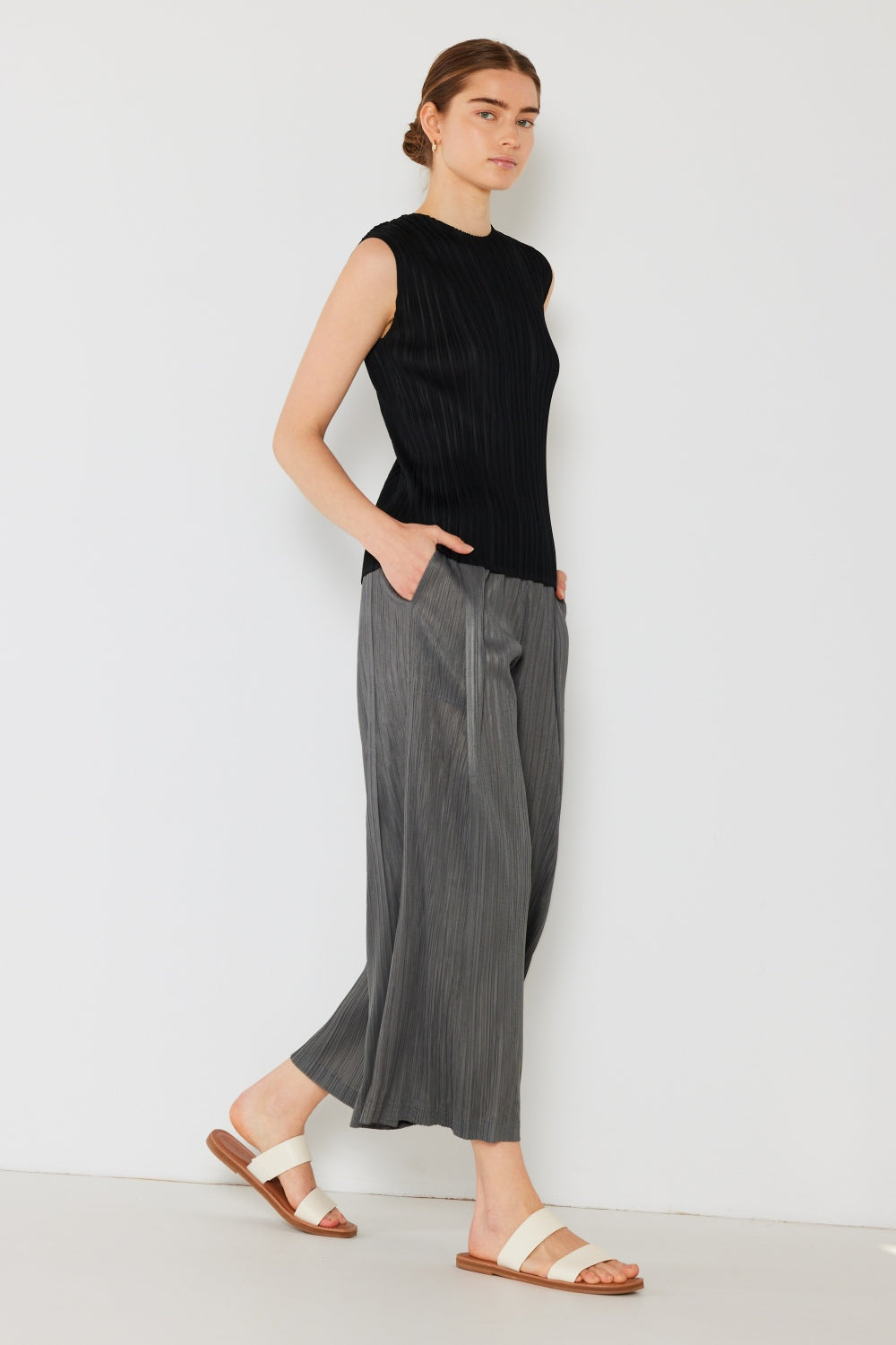Marina West Swim Women's Pleated Wide-Leg Pants with Chic Side Pleat Detail